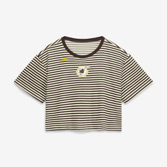 San Diego Padres Women's Cooperstown Collection Striped Cropped T-Shirt - Brown/Cream | Nike