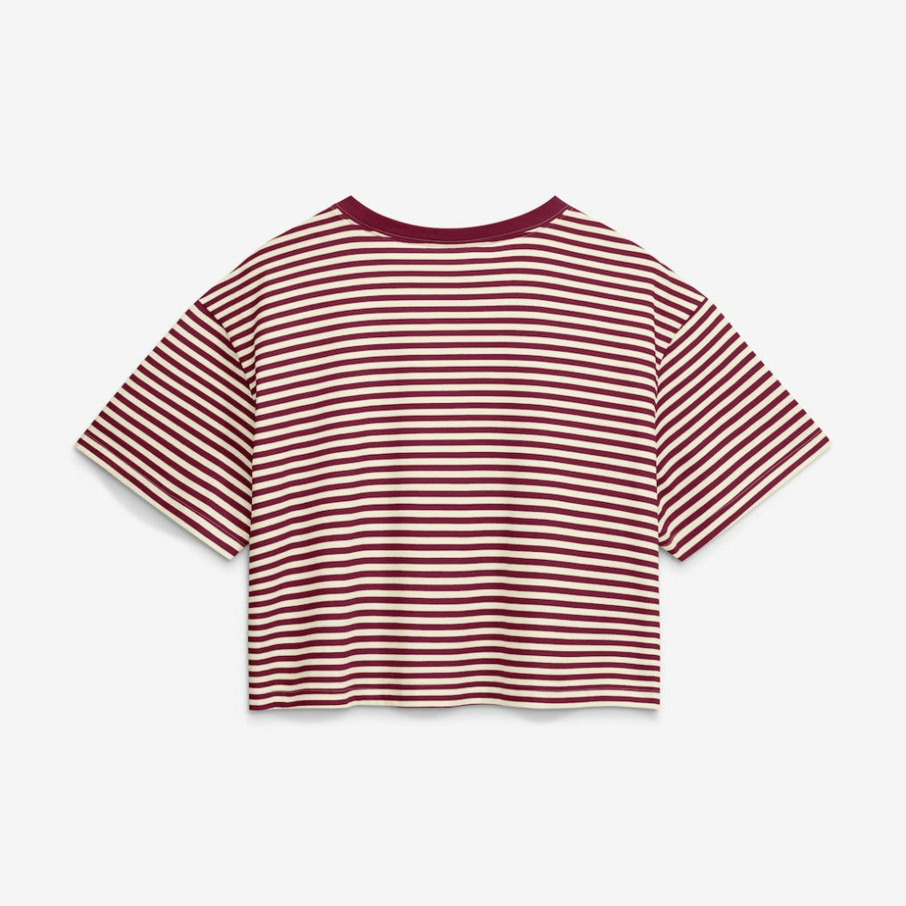 Philadelphia Phillies Women's Cooperstown Collection Striped Cropped T-Shirt - Burgundy/Cream | Nike