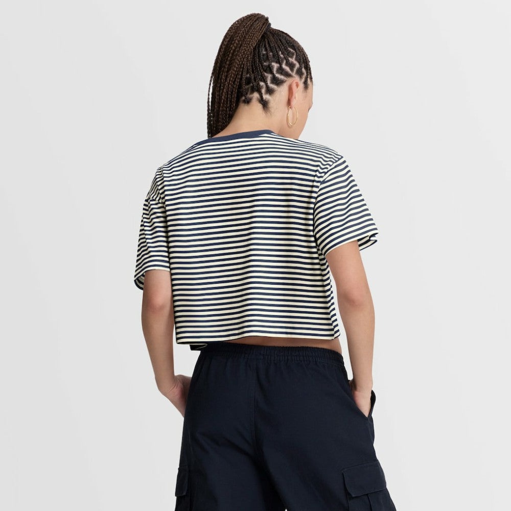 Houston Astros Women's Cooperstown Collection Striped Cropped T-Shirt - Navy/Cream | Nike
