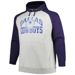 Dallas Cowboys Profile Big & Tall Favorite Arch Throwback Raglan Pullover Hoodie - Heather Gray/Navy cheap