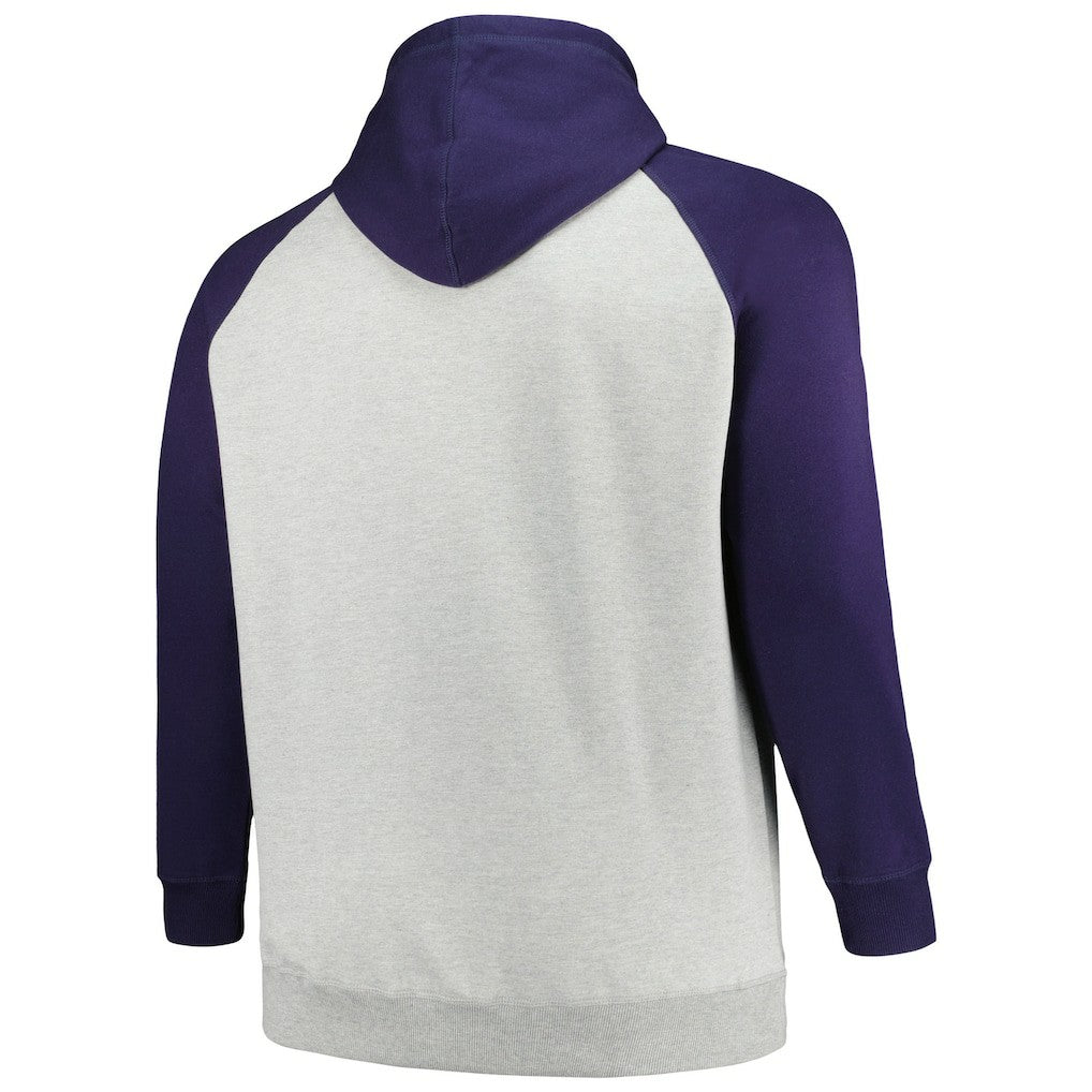 Dallas Cowboys Profile Big & Tall Favorite Arch Throwback Raglan Pullover Hoodie - Heather Gray/Navy cheap