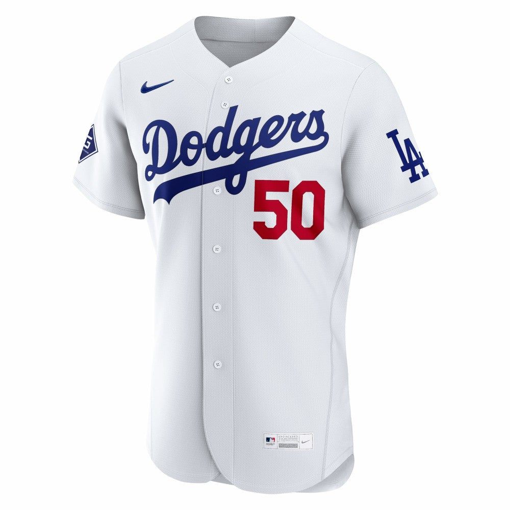 Mookie Betts Los Angeles Dodgers Home Authentic Sponsor Patch Jersey - White | Nike