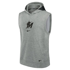 Miami Marlins Authentic Collection Early Work Dri-FIT Sleeveless Hoodie - Heather Gray | Nike