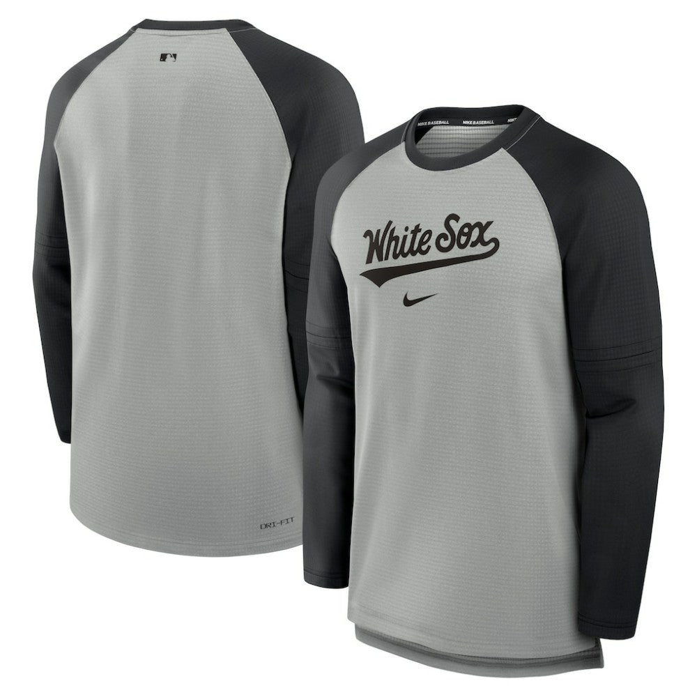 Chicago White Sox Authentic Collection Game Time Raglan Performance Long Sleeve T-Shirt - Heather Gray/Black | Nike