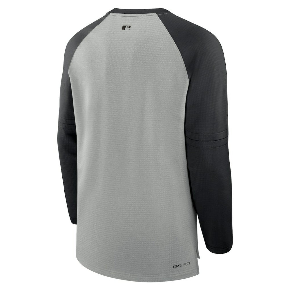 Colorado Rockies Authentic Collection Game Time Raglan Performance Long Sleeve T-Shirt - Heather Gray/Black | Nike
