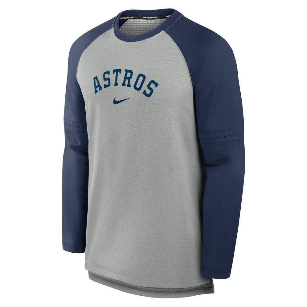 Houston Astros Authentic Collection Game Time Raglan Performance Long Sleeve T-Shirt - Heather Gray/Navy | Nike