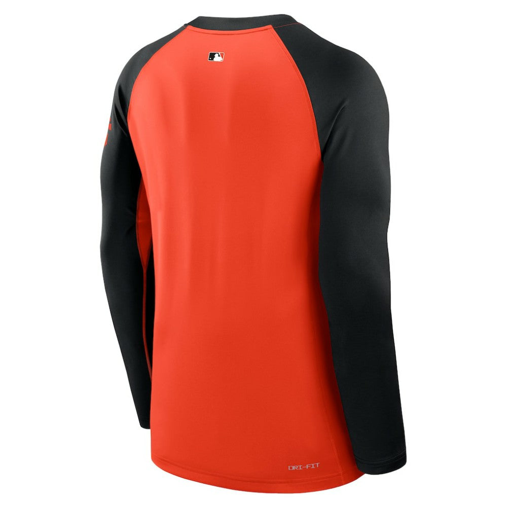 San Francisco Giants Authentic Collection Game Time Dri-FIT Raglan Long Sleeve T-Shirt - Orange/Black | Nike