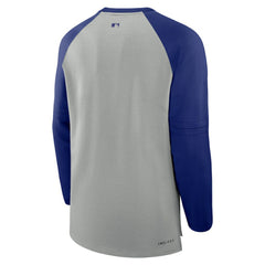 Texas Rangers Authentic Collection Game Time Raglan Performance Long Sleeve T-Shirt - Heather Gray/Royal | Nike