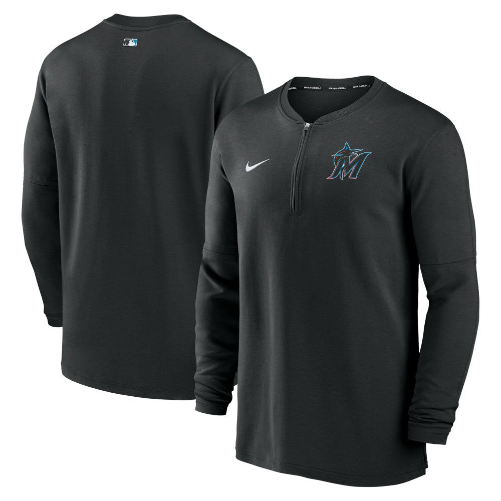 Miami Marlins Authentic Collection Game Time Performance Quarter-Zip Top - Black | Nike