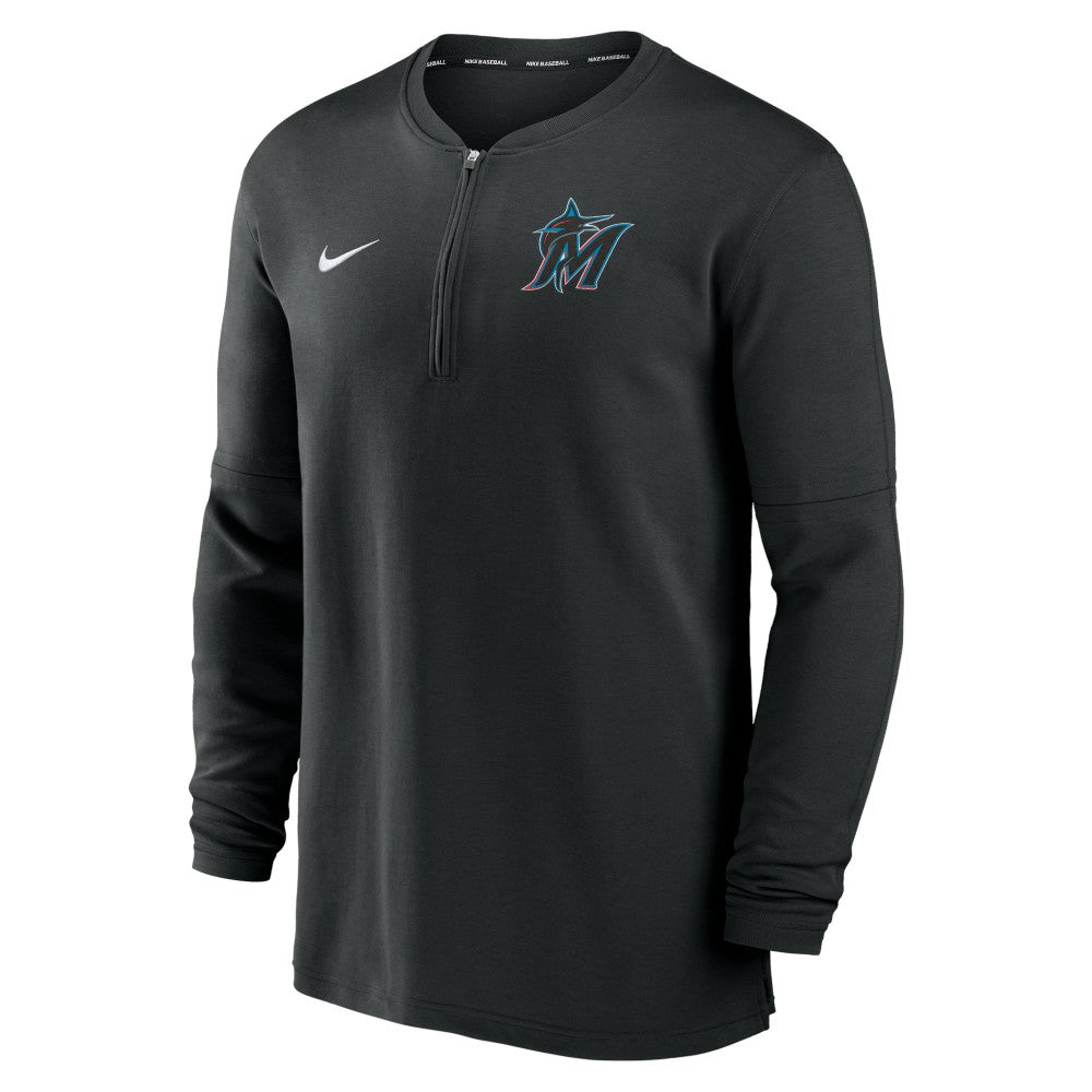 Miami Marlins Authentic Collection Game Time Performance Quarter-Zip Top - Black | Nike