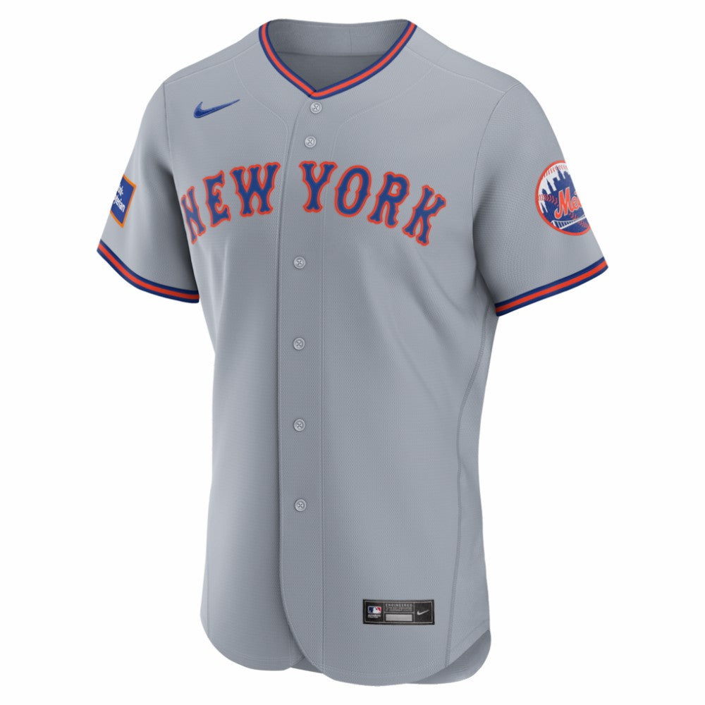 New York Mets Road Sponsor Patch Authentic Jersey - Gray | Nike