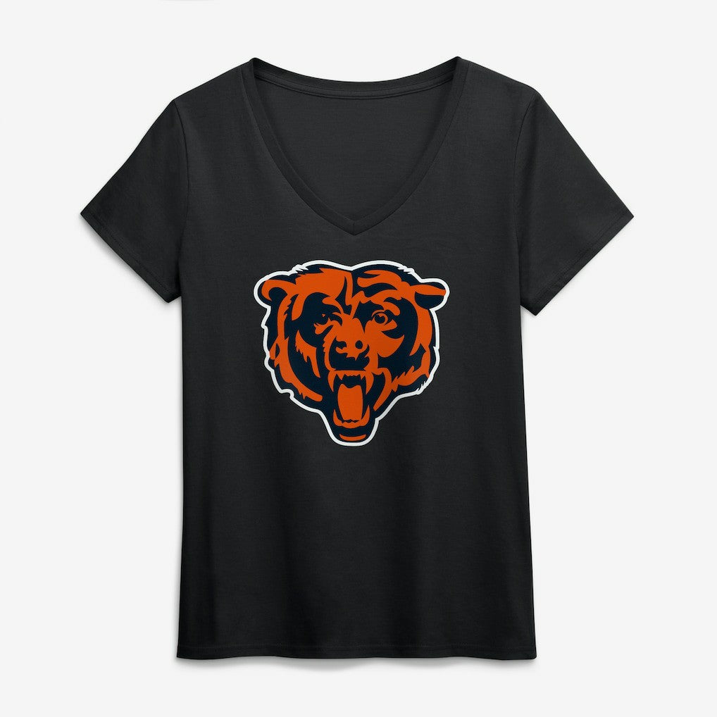 Chicago Bears Logo Athletic Women's Primary Logo V-Neck T-Shirt - Black for sale