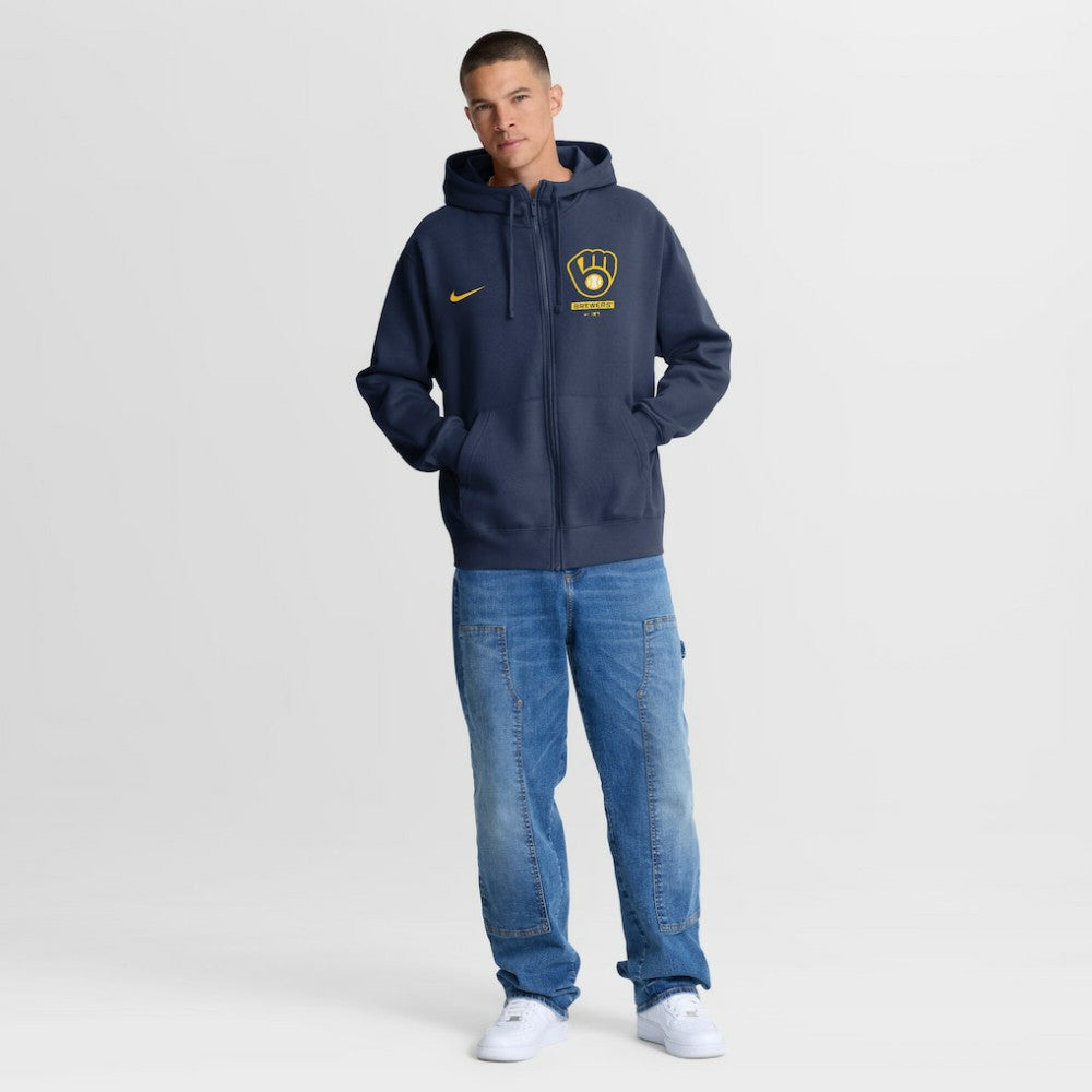 Milwaukee Brewers Primetime Lockup Full-Zip Hoodie - Navy | Nike