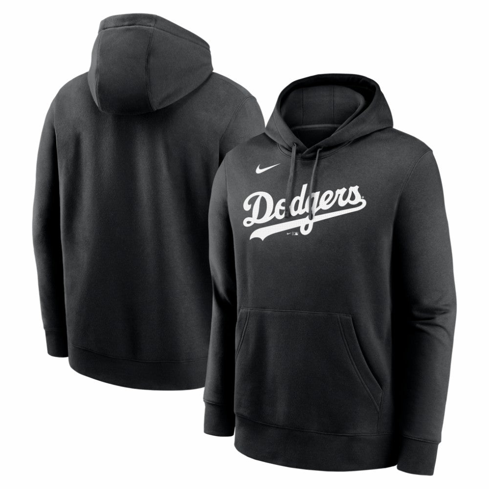 Los Angeles Dodgers Logo Club Fleece Hoodie - Black | Nike