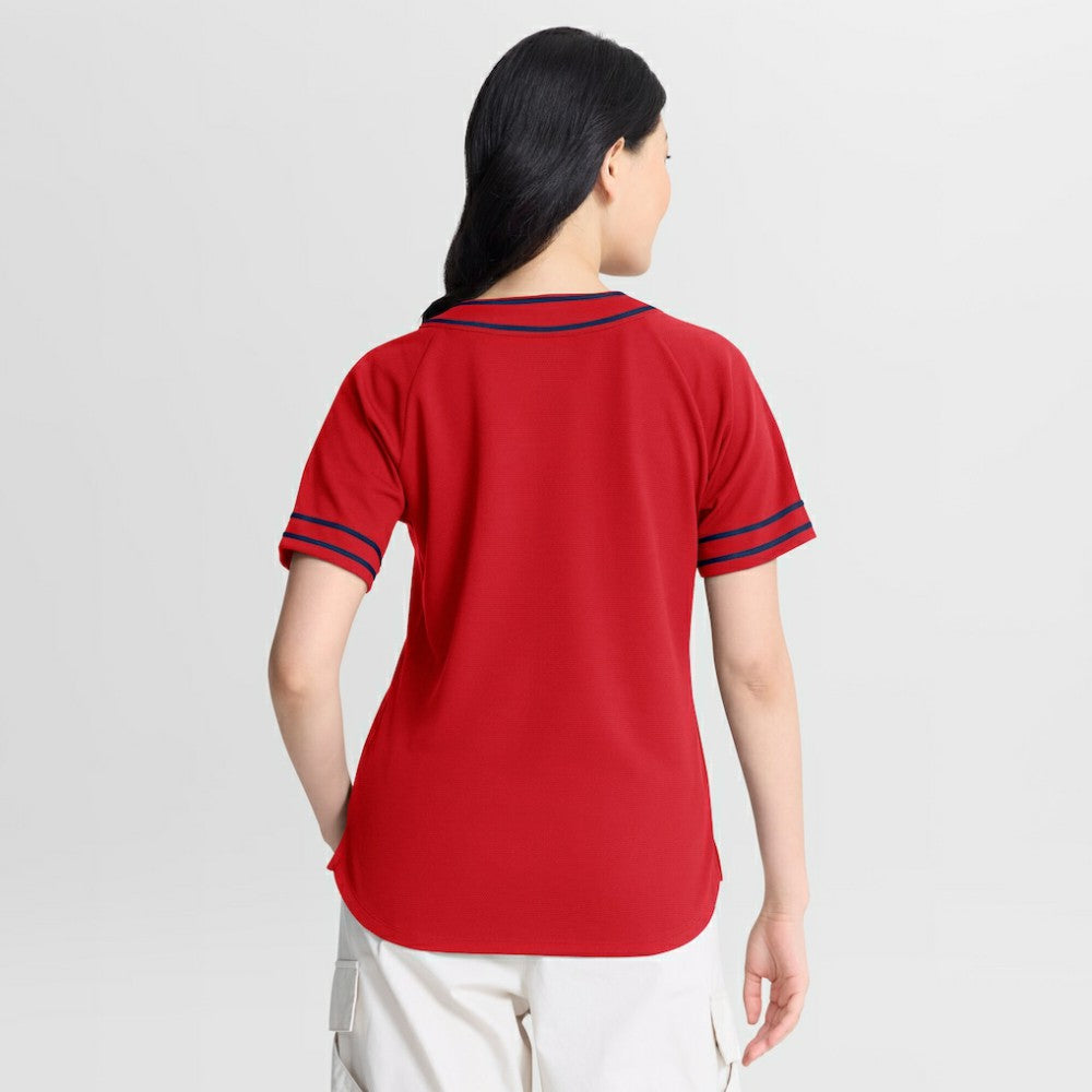 Washington Nationals Women's Diva Race Ahead Raglan V-Neck T-Shirt - Red