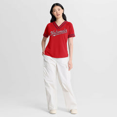 Washington Nationals Women's Diva Race Ahead Raglan V-Neck T-Shirt - Red