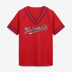 Washington Nationals Women's Diva Race Ahead Raglan V-Neck T-Shirt - Red