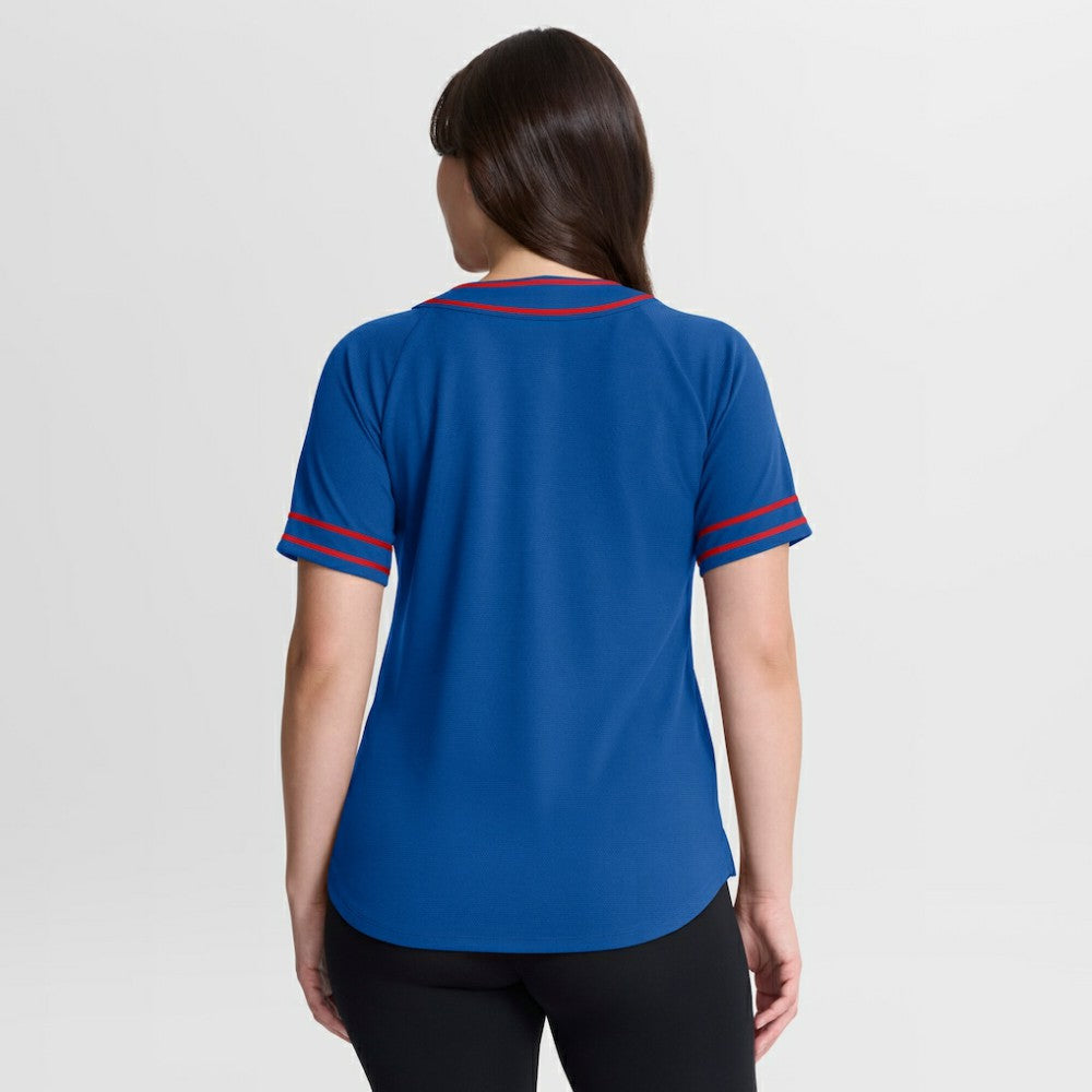 Texas Rangers Women's Diva Race Ahead Raglan V-Neck T-Shirt - Royal