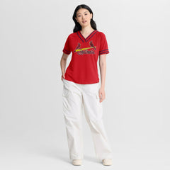 St. Louis Cardinals Women's Diva Race Ahead Raglan V-Neck T-Shirt - Red