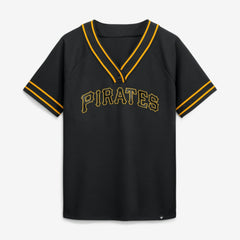 Pittsburgh Pirates Women's Diva Race Ahead Raglan V-Neck T-Shirt - Black