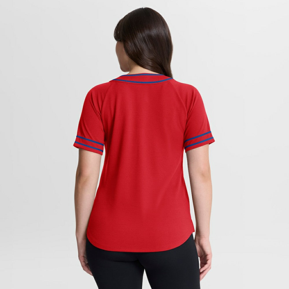Philadelphia Phillies Women's Diva Race Ahead Raglan V-Neck T-Shirt - Red