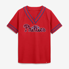 Philadelphia Phillies Women's Diva Race Ahead Raglan V-Neck T-Shirt - Red