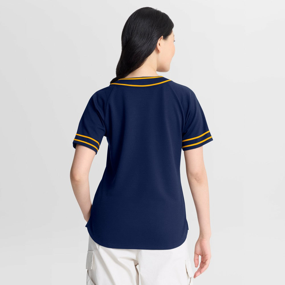 Milwaukee Brewers Women's Diva Race Ahead Raglan V-Neck T-Shirt - Navy