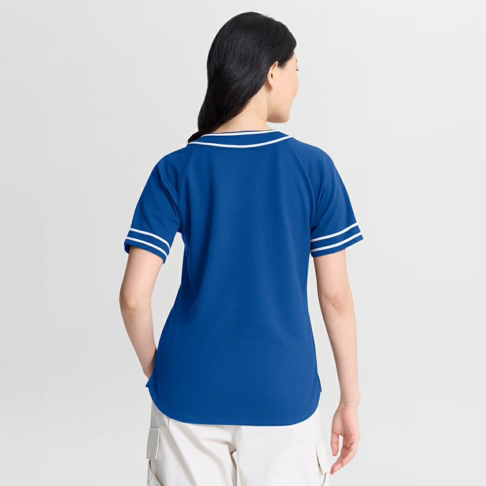 Los Angeles Dodgers Women's Diva Race Ahead Raglan V-Neck T-Shirt - Royal