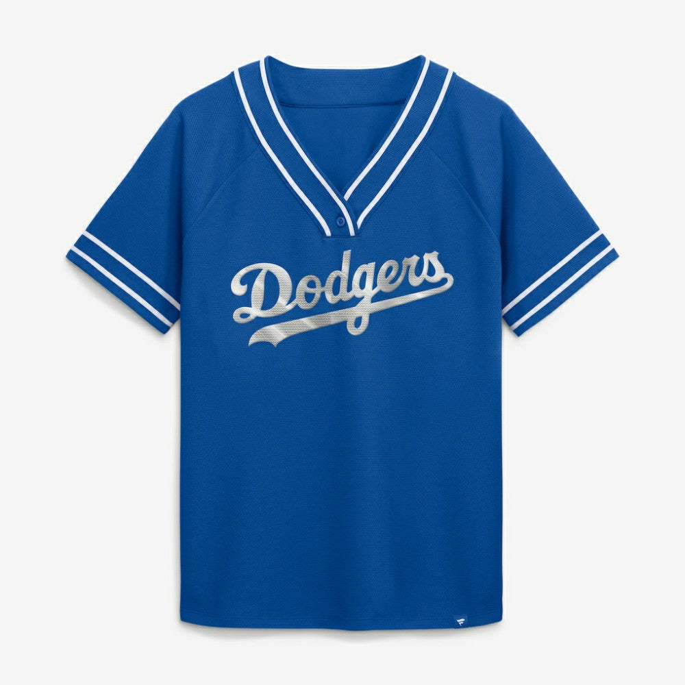 Los Angeles Dodgers Women's Diva Race Ahead Raglan V-Neck T-Shirt - Royal