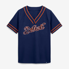 Detroit Tigers Women's Diva Race Ahead Raglan V-Neck T-Shirt - Navy