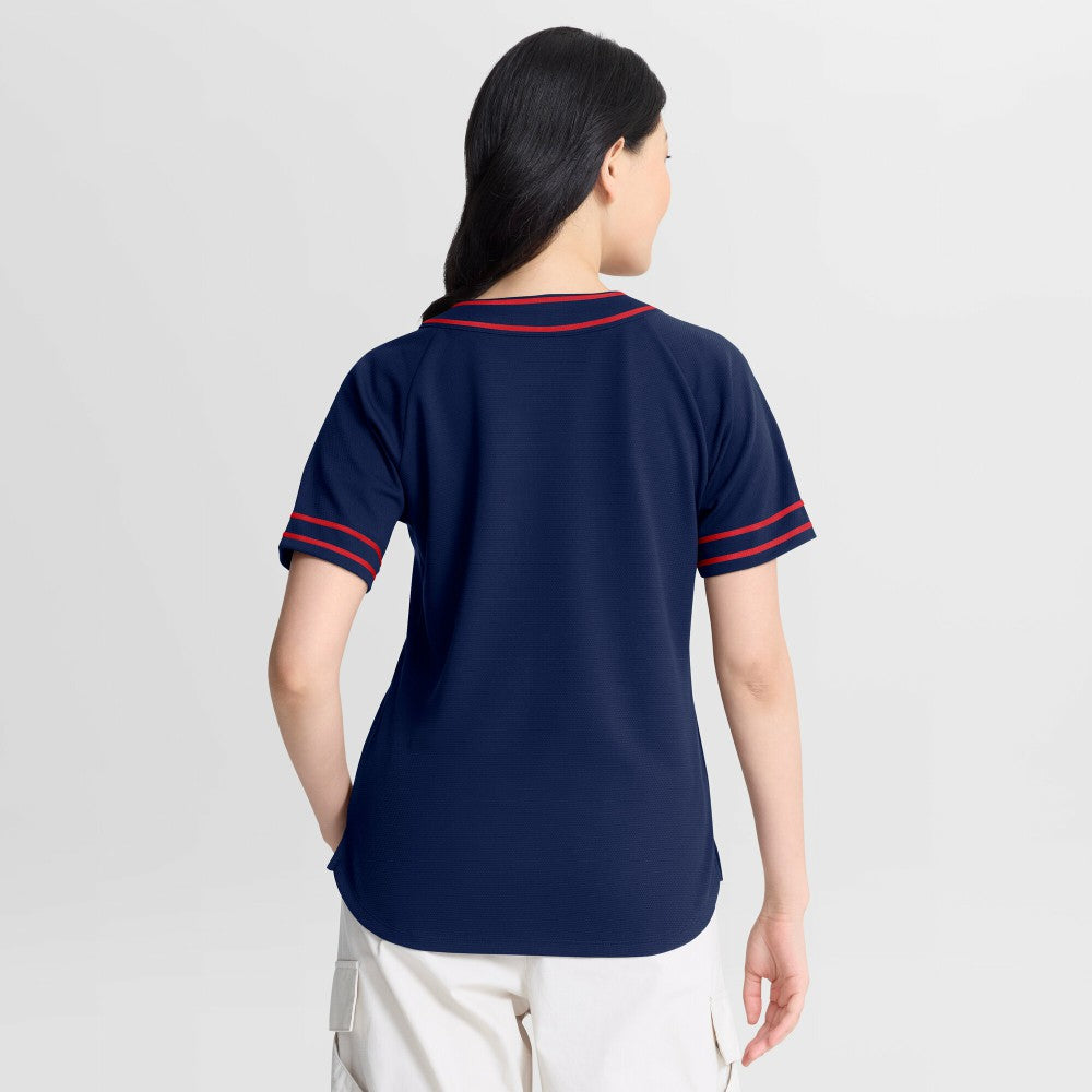 Cleveland Guardians Women's Diva Race Ahead Raglan V-Neck T-Shirt - Navy