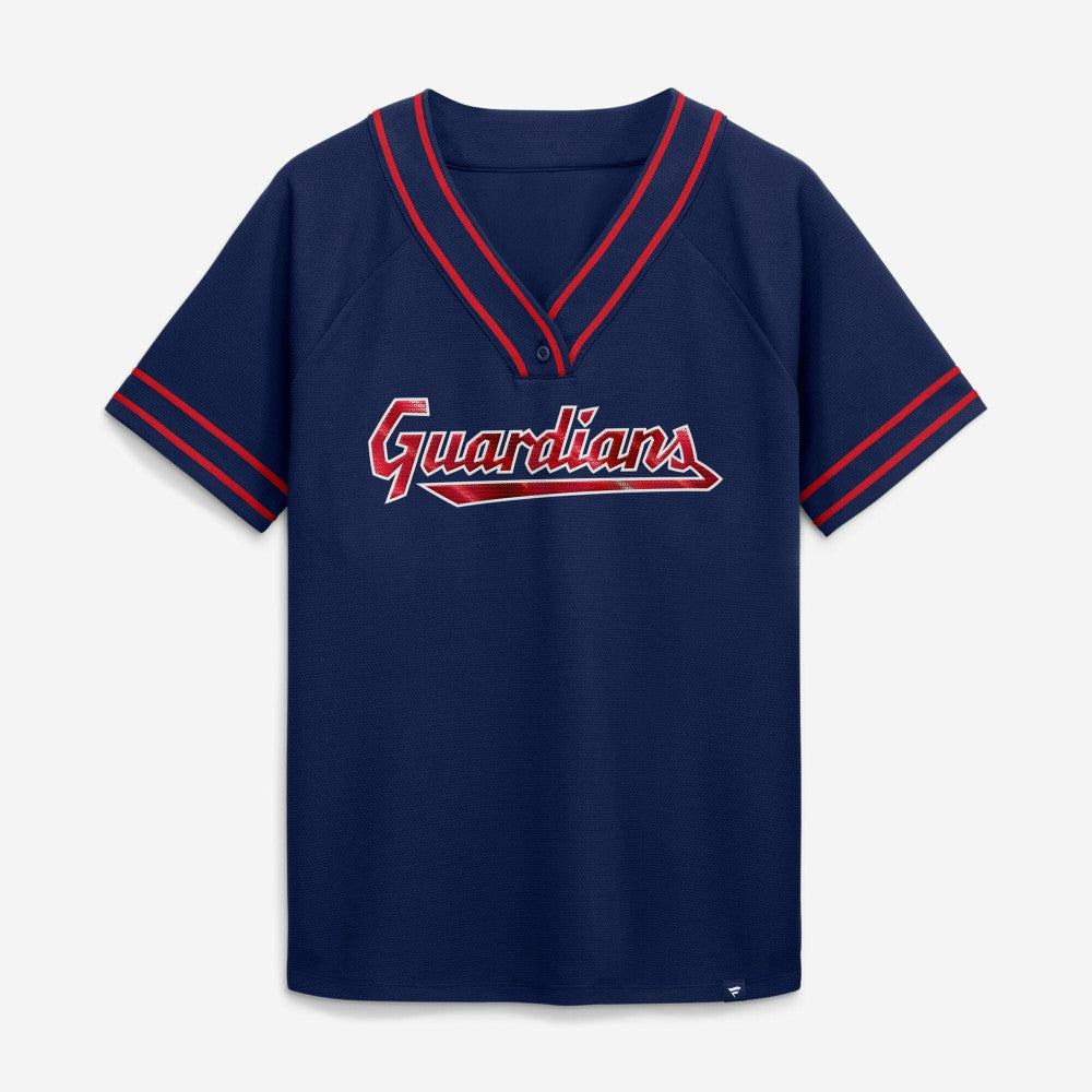 Cleveland Guardians Women's Diva Race Ahead Raglan V-Neck T-Shirt - Navy