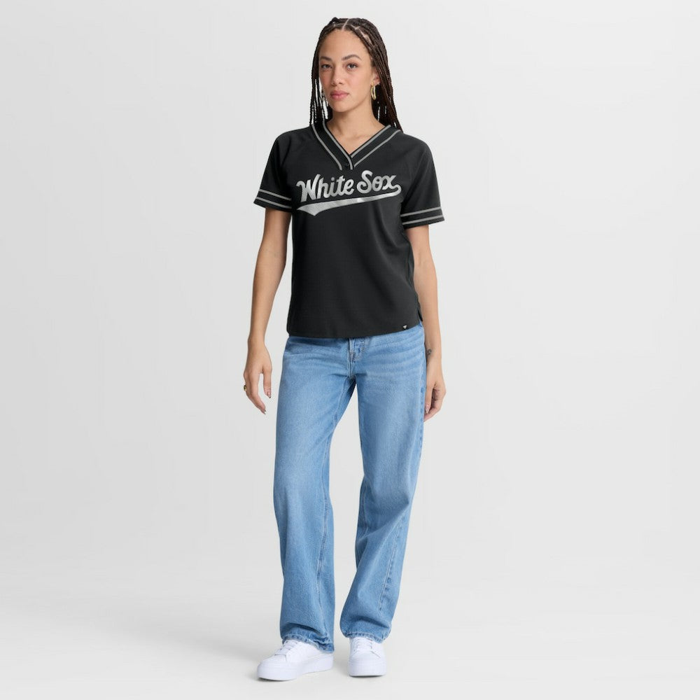 Chicago White Sox Women's Diva Race Ahead Raglan V-Neck T-Shirt - Black