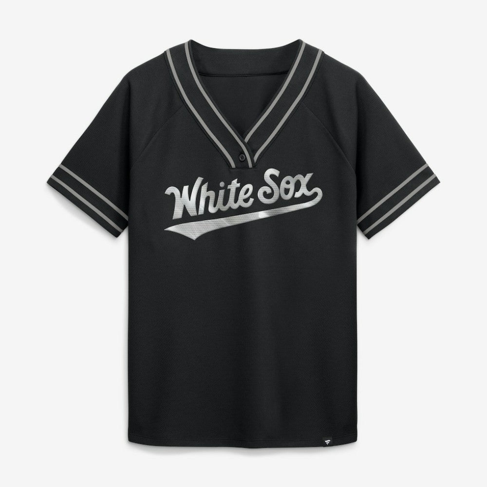 Chicago White Sox Women's Diva Race Ahead Raglan V-Neck T-Shirt - Black