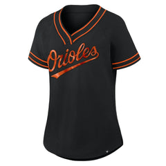 Baltimore Orioles Women's Diva Race Ahead Raglan V-Neck T-Shirt - Black