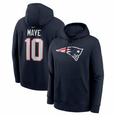 Drake Maye New England Patriots Player Name & Number Fleece Hoodie - Navy | Nike on sale
