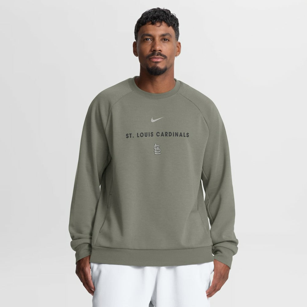 St. Louis Cardinals Statement Primary Raglan Dri-FIT Sweatshirt - Olive | Nike