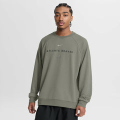 Atlanta Braves Statement Primary Raglan Dri-FIT Sweatshirt - Olive | Nike
