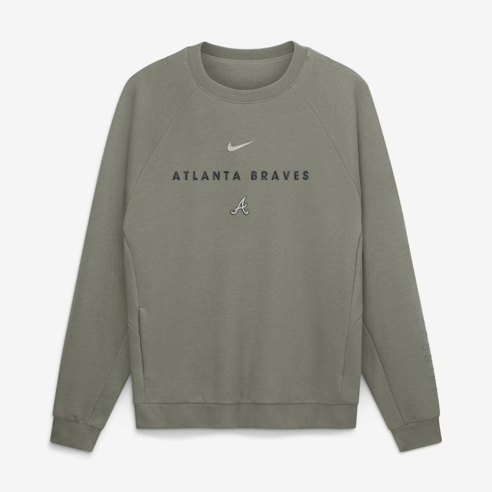 Atlanta Braves Statement Primary Raglan Dri-FIT Sweatshirt - Olive | Nike