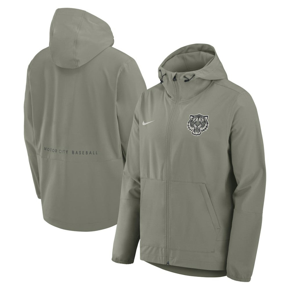 Detroit Tigers Unlimited Packable Full-Zip Hooded Jacket - Olive | Nike