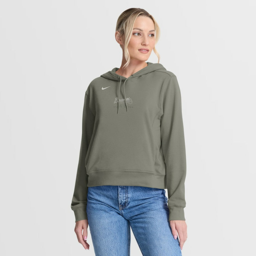 Atlanta Braves Women's One Tri-Blend Dri-FIT Hoodie - Olive | Nike