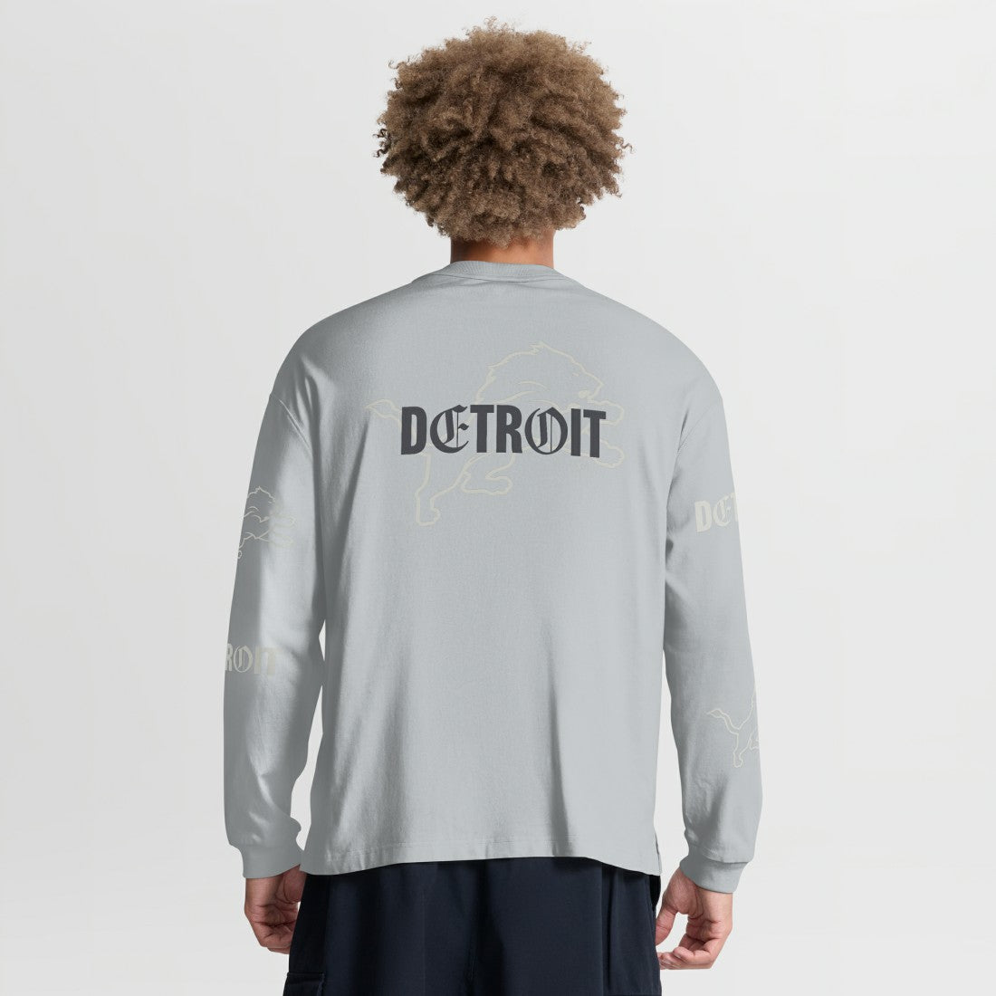 Detroit Lions Oversized Type Play Long Sleeve T-Shirt - Gray discount