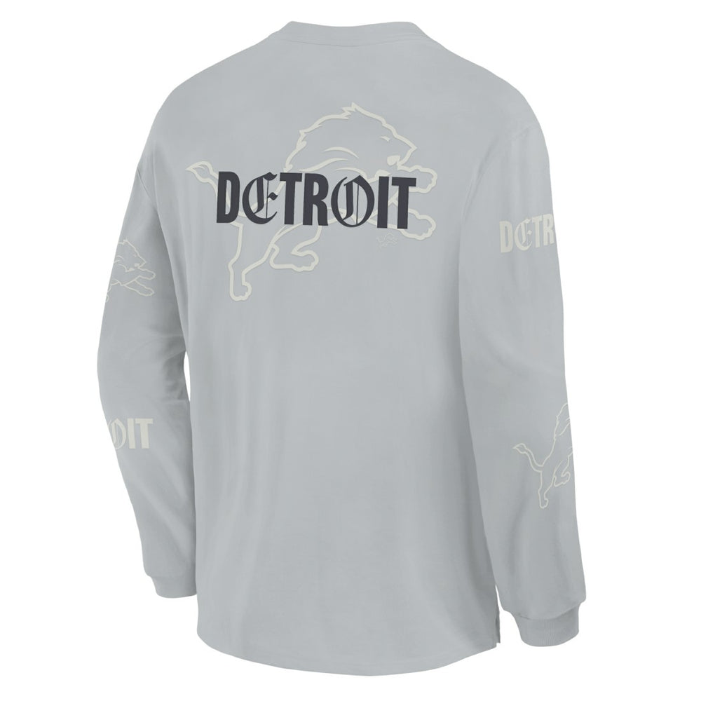 Detroit Lions Oversized Type Play Long Sleeve T-Shirt - Gray discount