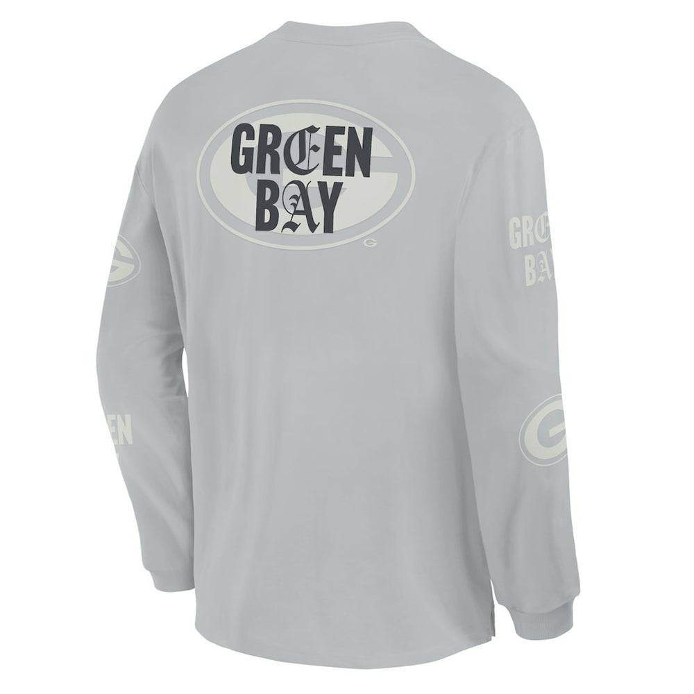 Green Bay Packers Oversized Type Play Long Sleeve T-Shirt - Gray discount