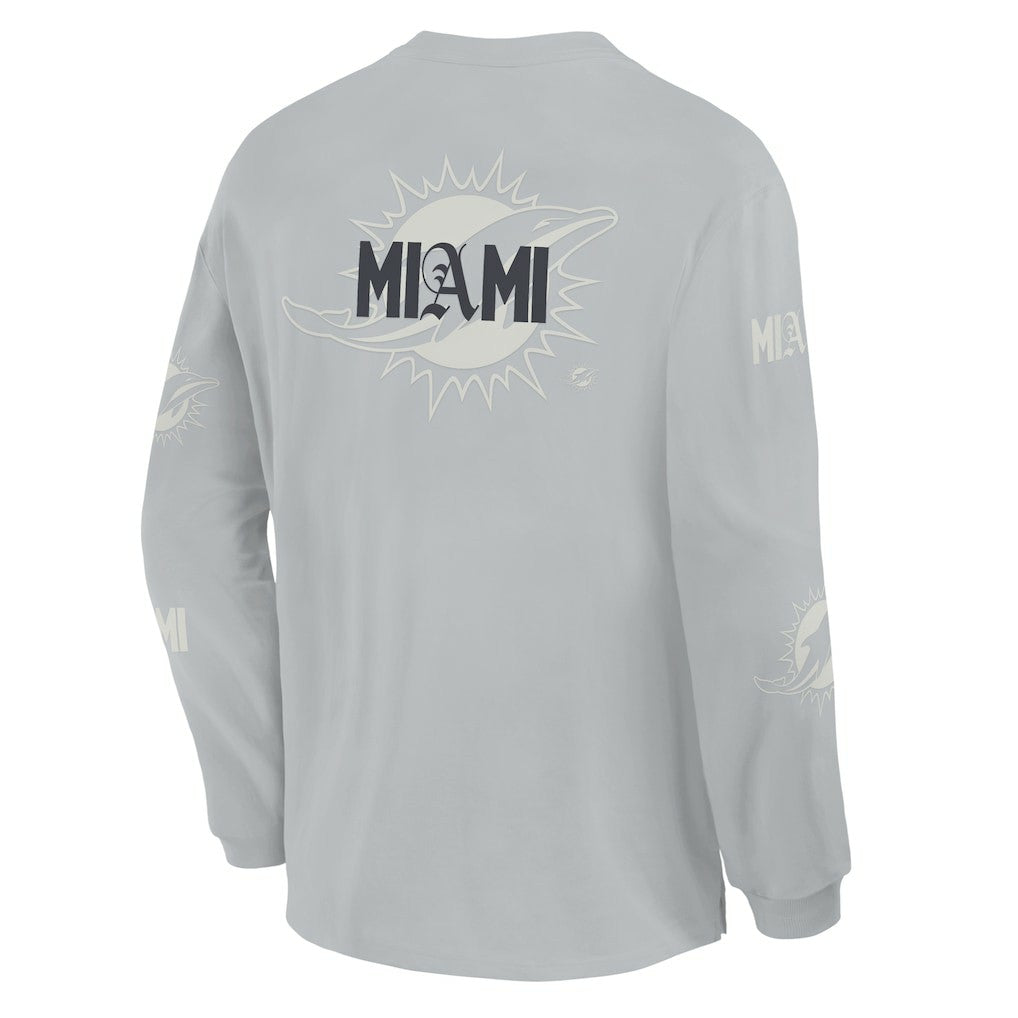 Miami Dolphins Oversized Type Play Long Sleeve T-Shirt - Gray cheap