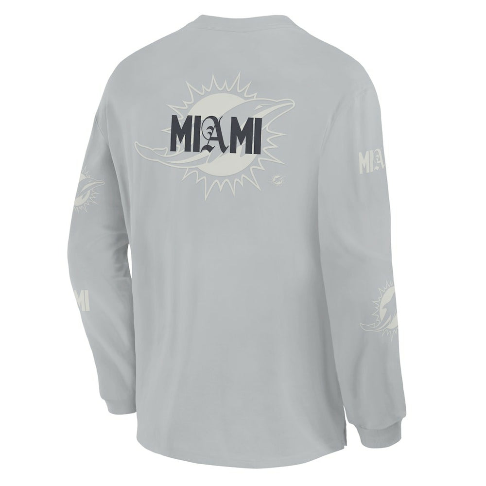 Miami Dolphins Oversized Type Play Long Sleeve T-Shirt - Gray cheap