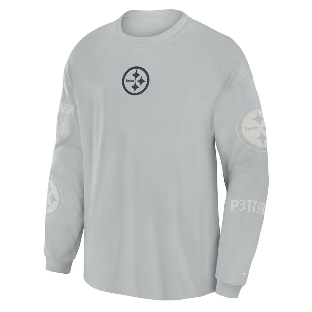 Pittsburgh Steelers Oversized Type Play Long Sleeve T-Shirt - Gray cheap