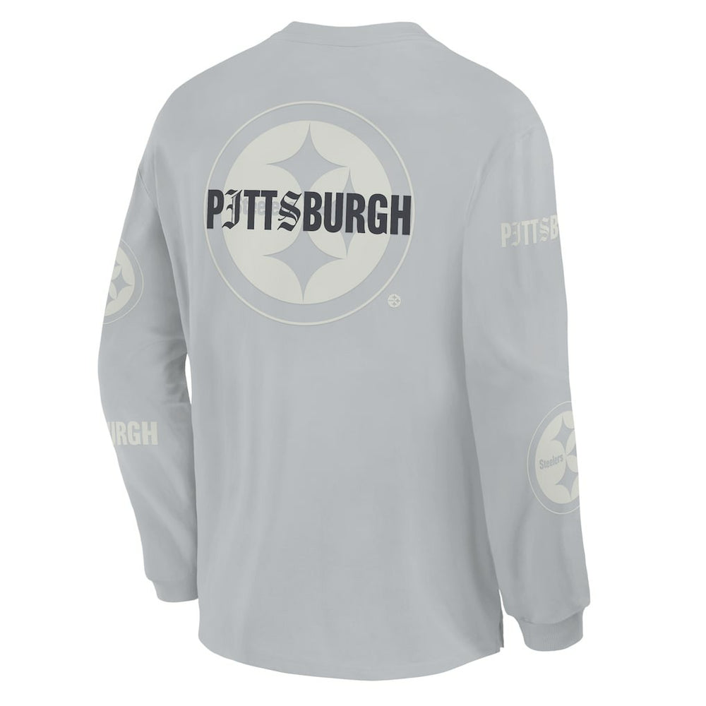 Pittsburgh Steelers Oversized Type Play Long Sleeve T-Shirt - Gray cheap