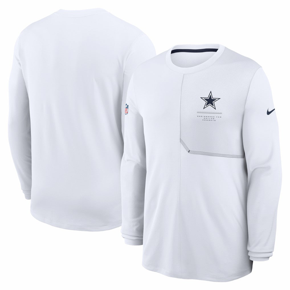Dallas Cowboys Sideline Coach UV Dri-FIT Long Sleeve Shirt - White | Nike sale