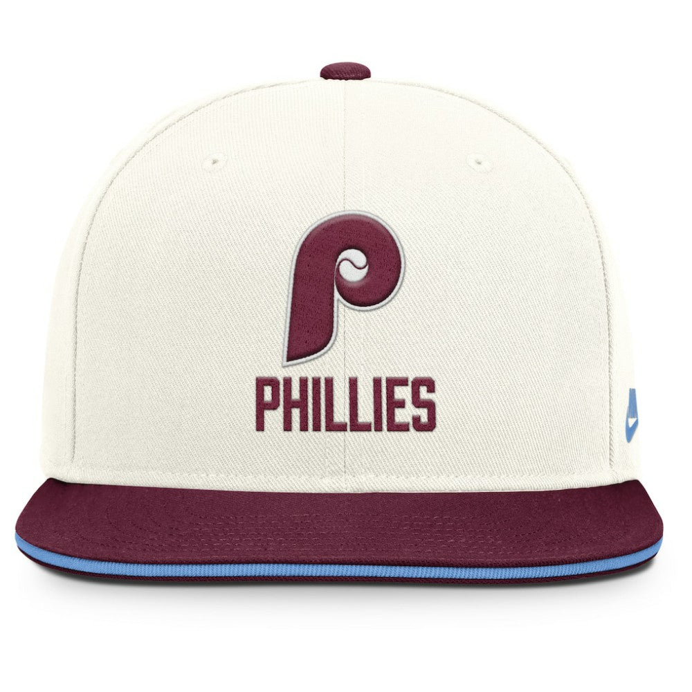 Philadelphia Phillies Cooperstown Pro Dri-FIT Snapback Hat - Cream/Burgundy | Nike